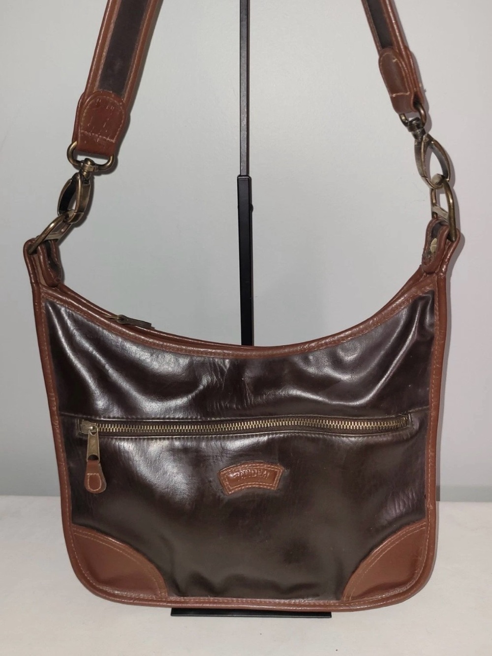 Tandem Vintage Hobo Crossbody Bag Brown Simulated Leather